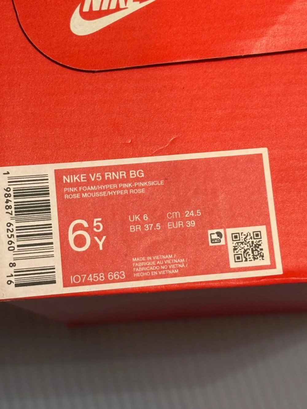 Nike V5 RNR Youth Sneakers 6.5Y Pink-Pinksicle